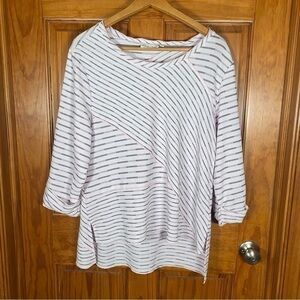 Like New! Habitat Pink/Black Dash Stripe Bias Hi-Lo A-Line Blouse
